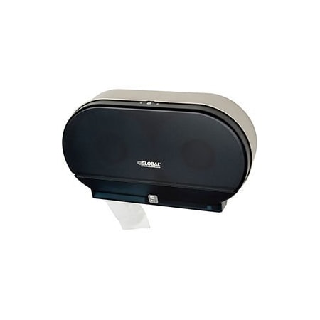 Global Industrial Plastic Twin Jumbo Roll Toilet Tissue Dispenser - Two 9 Rolls, Smoke Gray/Beige Finish 640933